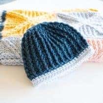 blue crochet baby hat