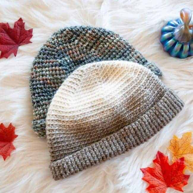 two bulky yarn crochet hats