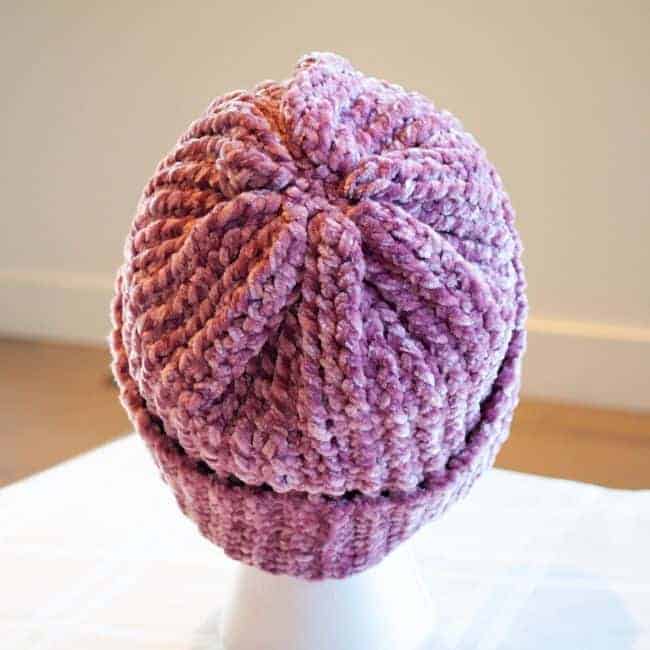 Velvet Yarn Crochet Hat Back