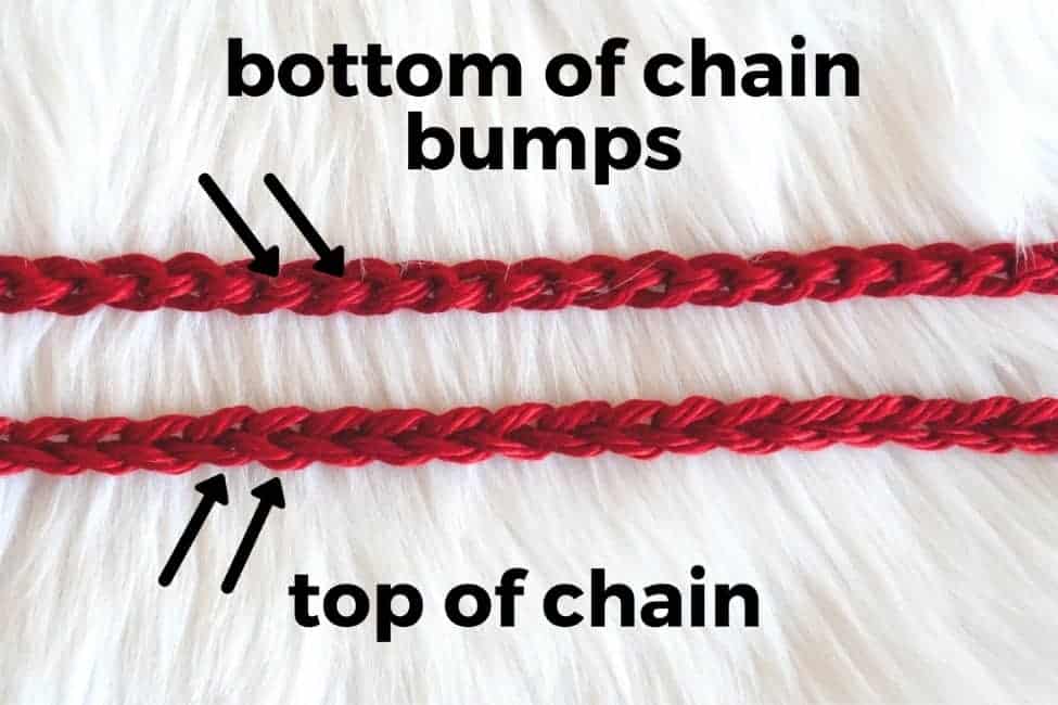close up showing bottom of chain bumps versus top of chain