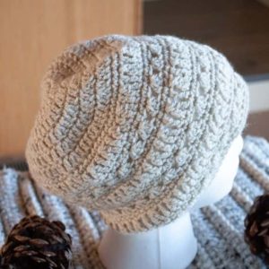 cream colored lace crochet hat