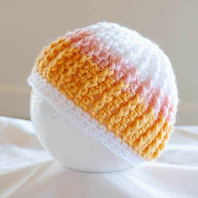 striped crochet baby hat