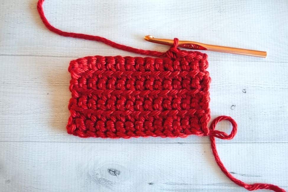 sample of single crochet front loop only showing a completed stitch