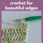 text reading how to do a stacked double crochet and view of several double crochet stitches