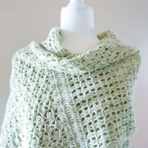 top of lightweight crochet shawl front view