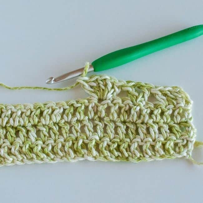 view of a completed 5 double crochet shell