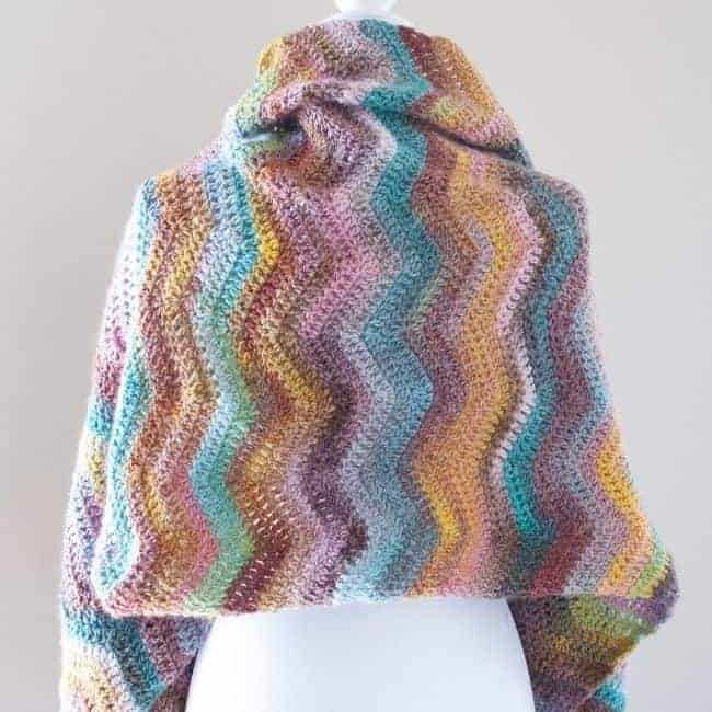 back of ripple crochet shawl