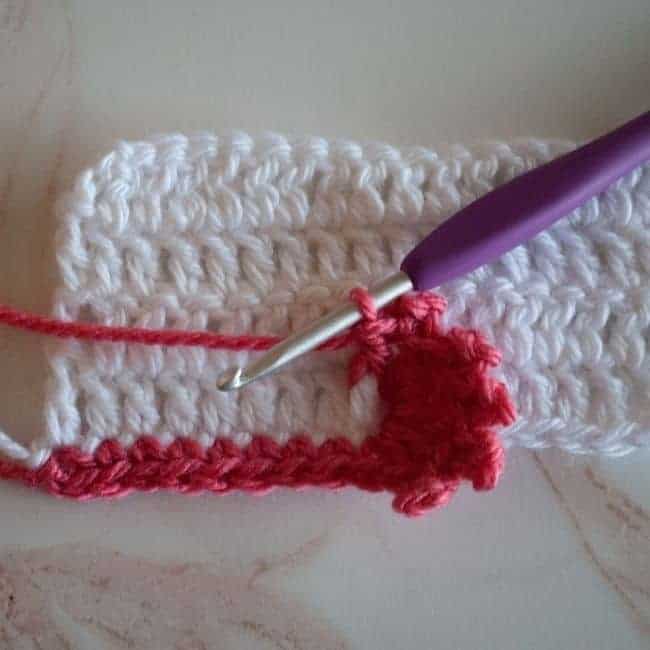 finish the double crochet stitch