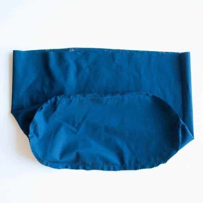 bag bottom is sewn to bag sides and trimmed with pinking shears