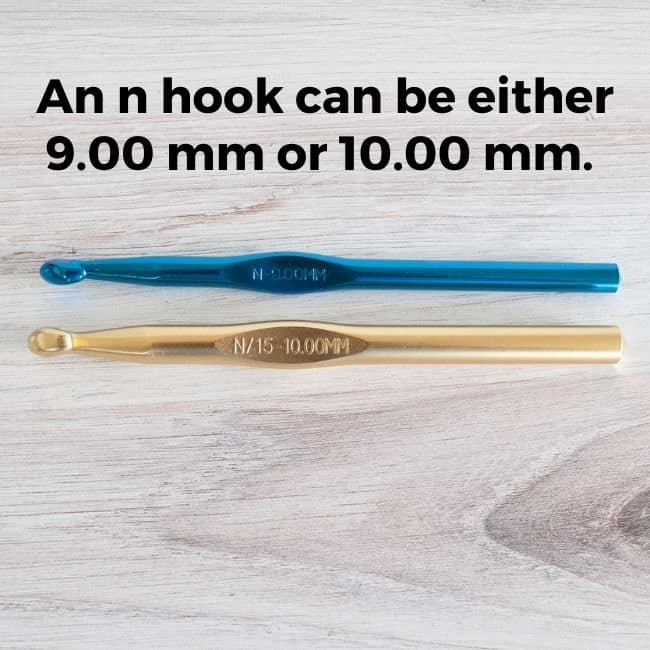 Two size n hook and text reading An n hook can be either 9.00 mm or 10.00 mm in size