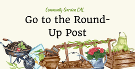 text reading go to the round up post and picture of various garden items